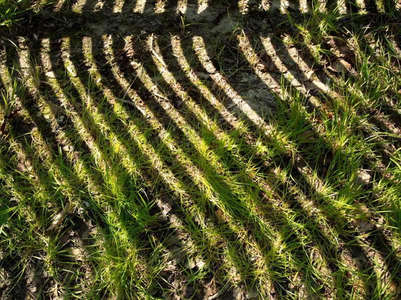 Le point de vue en photographie-Ombre de banc en métal
