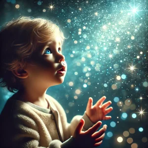 Émotions en photograpie-émerveillement-garçonnet émerveillé devant une pluie d'étoiles